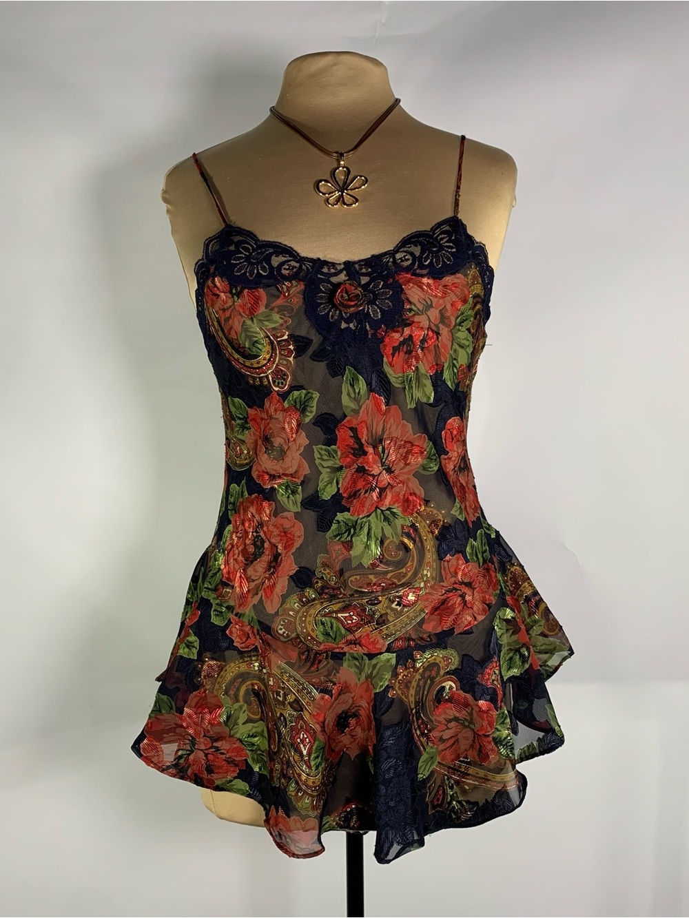 Vintage Victoria’s Secret Floral Paisley Sheer Lace Babydoll Cami Top Petite